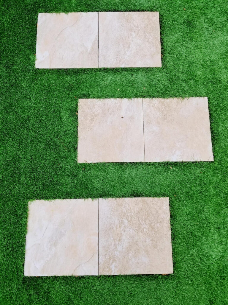deck tiles on grass