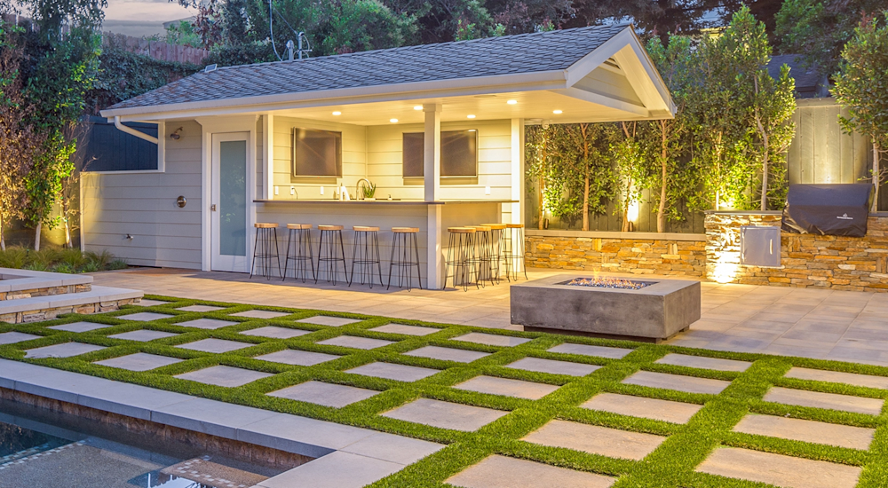 how to build a patio with pavers in a modern backyard